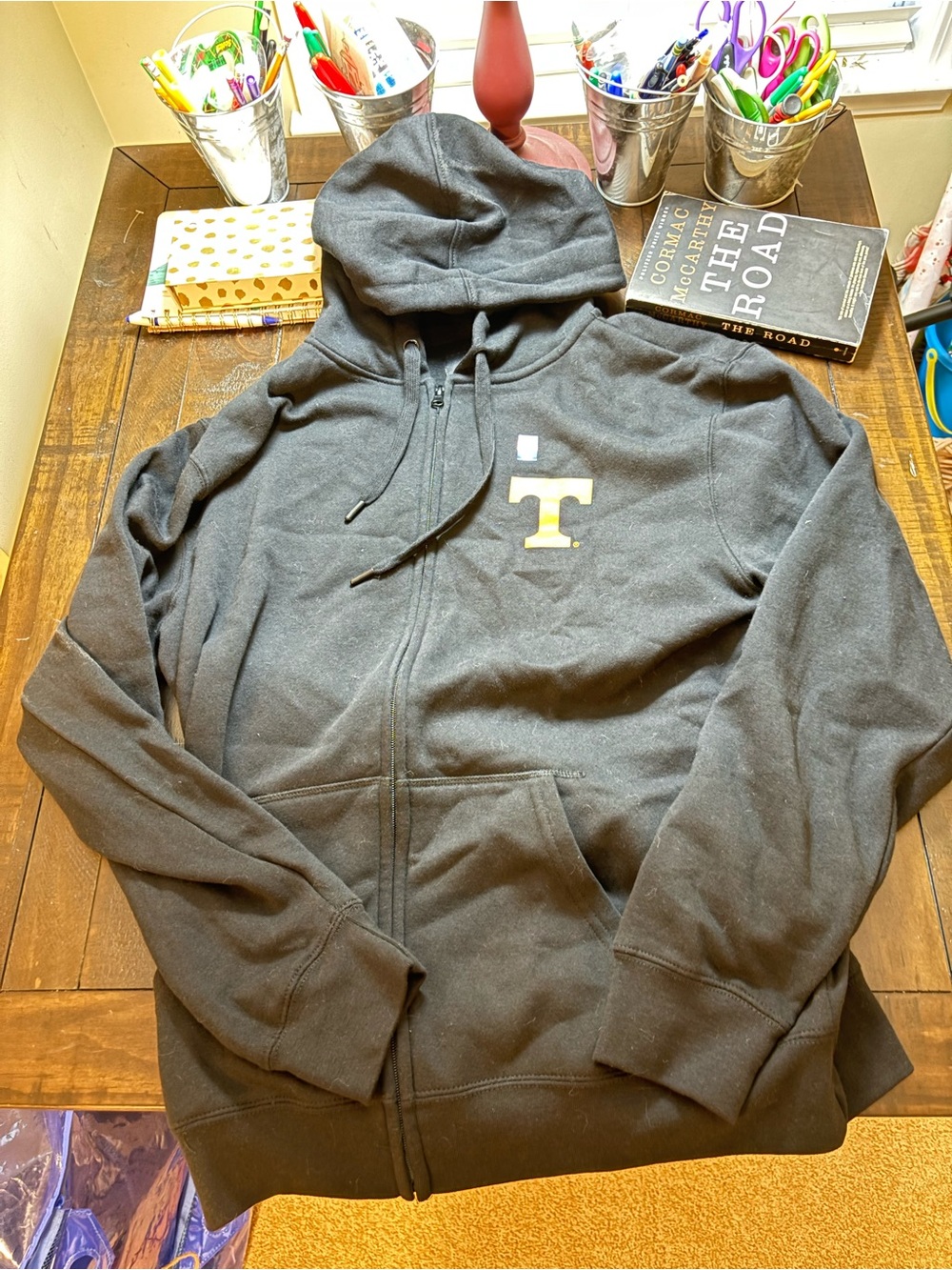 UT Black Zip-Up Hoodie with Orange ‘T' Logo